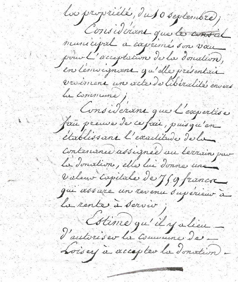 Acte de donation du 22 septembre 1832